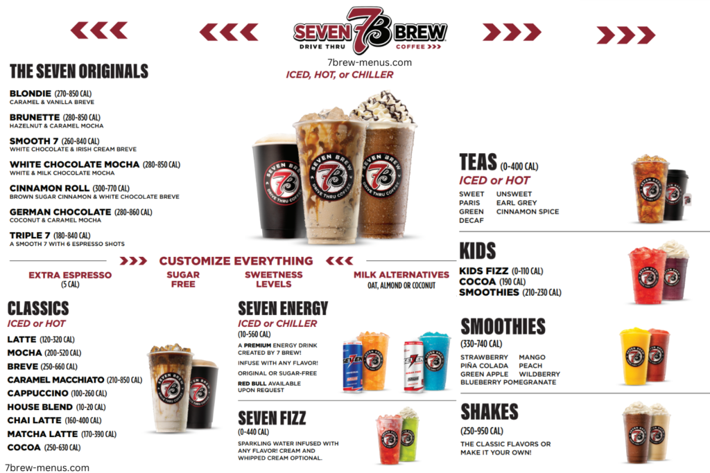 7 Brew Coffee Menu with Prices